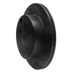 Subaru Forester Brake Rotor (1) - Rear Right - R1 Concepts - Drilled & Slotted - Black - `14-`18